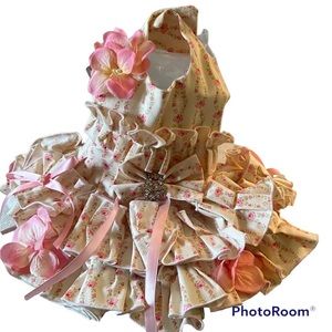 “The Sweetest Girl Around” Dog Dress High End Pet Couture ONE OF A KIND💐